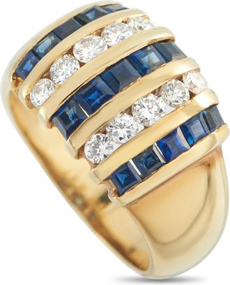 Luxury Bazaar 18K Yellow Gold 0.60ct Diamond and Sapphire Ring MF07-011626