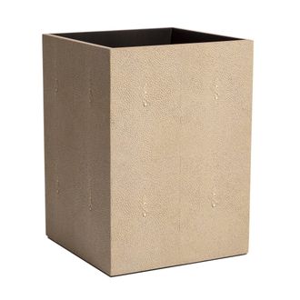 Posh Trading Company Chelsea Waste Basket - Faux Shagreen Natural in Beige