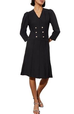 Ming Wang Puff Shoulder Double Breasted Blazer Sweater Dress in Black at Nordstrom Rack, Size Large