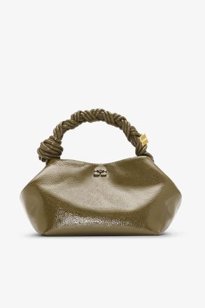 Ganni Green Olive Patent Small Bou Bag