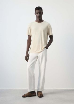 Mango Maglietta slim fit in misto lino bianco avorio - Uomo - XXL - MANGO MAN