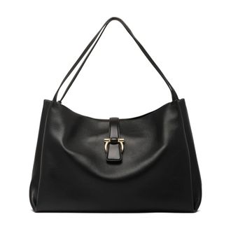 Ferragamo Tote Bags, female, Black, Size: ONE SIZE Medium Gancini Tote Bag