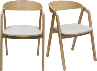 Miliboo Miliboo - Set De 2 Sillas N&oacute;rdicas De Madera Clara De Roble Macizo Y Tela Beige Lova