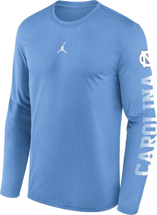 Nike Jordan Mens North Carolina Primetime Legend Jordan Brand Dri-FIT College Long-Sleeve T-Shirt in Blue | NJGT4EYNCN-EKV