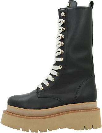 Yellow Stijlvolle Veterschoenen - Dames - Veterlaarzen - Zwart - 39 EU - Schoenen
