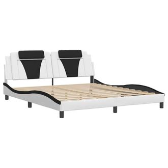 vidaXL Vidaxl - Estructura De Cama Con Cabecero Cuero Sint&eacute;tico Blanco Y Negro
