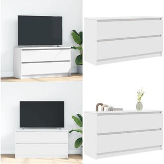 vidaXL Mobile Porta TV Bianco 100x35x54 cm in Legno Multistrato - Mobile TV in legno - Mobile TV con cassetti