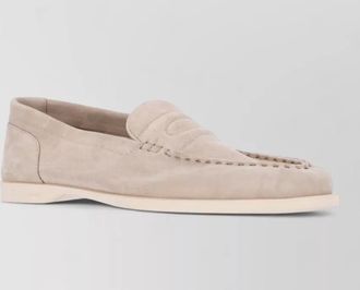 John Lobb loafers round toe suede finish stitching