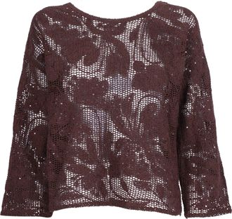 Kangra Cashmere Cropped Open Knit Sequined Top