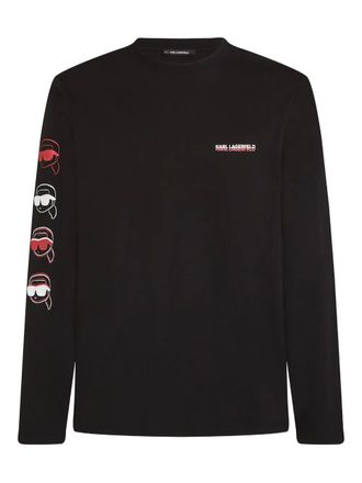 Karl Lagerfeld Ikon long-sleeve cotton T-shirt - Black