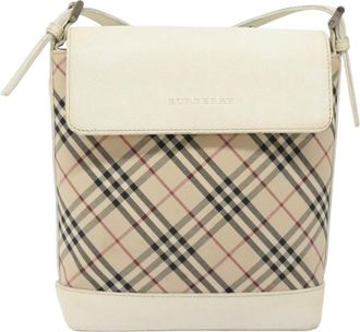 Burberry Nova Check Beige Canvas Shoulder Bag (Pre-Owned)