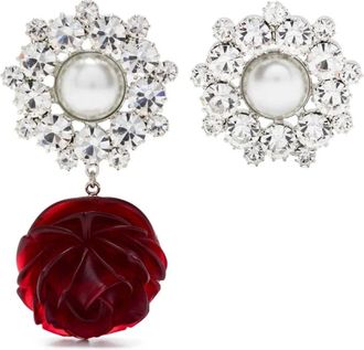 Magda Butrym Accessoires, Dames, Rood, ONE Size, Rode Roos Kristal Parel Oorbellen