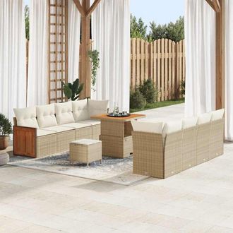 vidaXL Conjunto De Sof&aacute; De Jard&iacute;n 11 Pcs Beige, Crema 80 X 80 X 71 Cm Vidaxl
