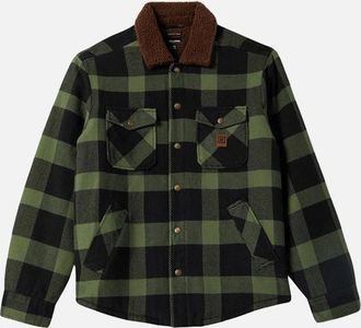 Brixton Mens Brixton Mens Durham Sherpa Lined Bomber Jacket - Black Wild Green Flannel - Size: 40/Regular