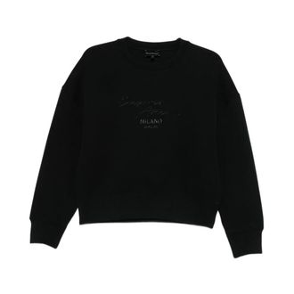 Emporio Armani Geborduurde Crewneck Sweatshirt - Dames - Sweatshirts - Zwart - XS - Hoodies & sweatvesten