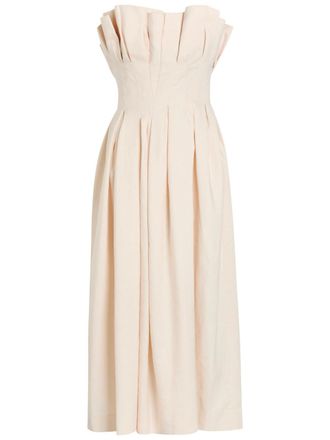 Khaite Claude Pleated Woven Midi Dress - Cream - 2 (UK6 / XS)