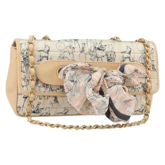 Chanel Pre-owned Vintage Satin Schoudertas - Dames - Pre-owned - Beige - Maat: ONE Size Satijn