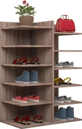 ebuy24 Ebuy24 - Estante De Zapato De Madera Vcm Dimensiones: An. 60 X Al. 80 X P. 30 Cm 12 Compartimentos - Enosa (sonoma Roble)