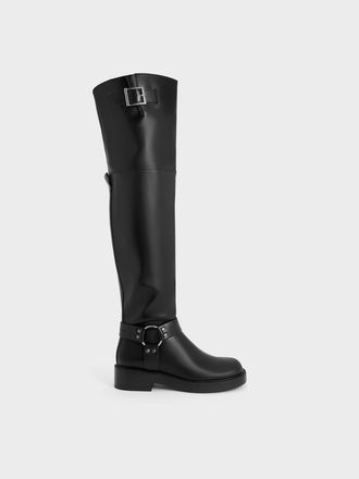 Charles & Keith Davina Buckled Thigh-High Boots