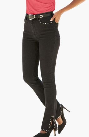 Lascana Womens Embellished Split Hem Jeans in Black Wash at Nordstrom, Size 12 31