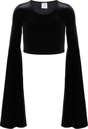 VETEMENTS velour cropped top - unisex - Polyamide/Elastane - S - Black