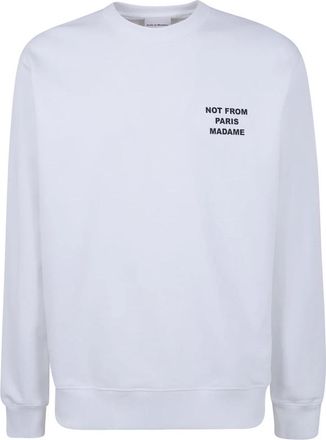 Dr&ocirc;le de Monsieur Le Sweatshirt Slogan - Heren - Sweatshirts - Wit - S - Katoen - Hoodies & sweatvesten