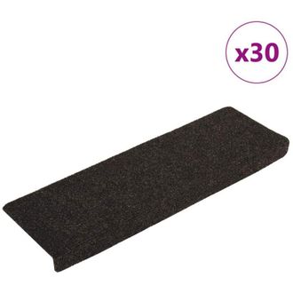 vidaXL Vidaxl - Tappetini per scale autoadesivi 30 pz 65x21x4 cm marrone scuro bordo rettangolare