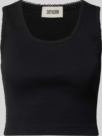 Drykorn Drykorn Slim Fit Top mit Zierbord&uuml;re Modell Tiora in Black, Gr&ouml;&szlig;e XL