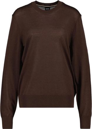 HUGO BOSS H-Leno Ronde Hals Trui - Heren - Ronde hals truien - Bruin - S - Wol - Truien & Vesten