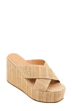 Shushop Ludovica Platform Wedge Slide Sandal in Natural Woven at Nordstrom, Size 8.5