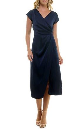 Nicole Miller Surplice V-Neck Dress in Deep Navy at Nordstrom Rack, Size 12