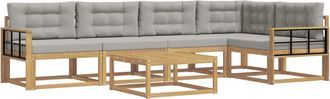 vidaXL Conjunto De Sof&aacute;s De Exterior 6 Uds. Blanco Y Gris Claro Vidaxl