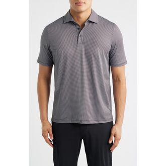 Johnston & Murphy XC+ Ace Micropattern Performance Golf Polo in Black/White Gingham at Nordstrom, Size Xxx-Large