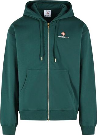 Casablanca Monogram Rits Hoodie - Heren - Vesten met rits - Groen - L - Katoen - Hoodies & sweatvesten