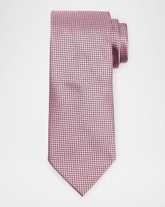 Ermenegildo Zegna Men & apos;s Tonal Micro-Geometric Silk Tie