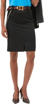 Versace Heavyweight Wool Grain de Poude Pencil Skirt in Black at Nordstrom, Size 4 Us