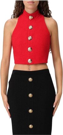 Balmain Mujer, Camisetas, Rojo, Talla: S