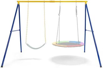 Costway Costway Estructura Resistente Para Columpio Hasta 300 Kg/estructura En Acero Con Forma De A Para Columpio Con Palos, Mosquet&oacute;n Y Cobertura En Los Pies