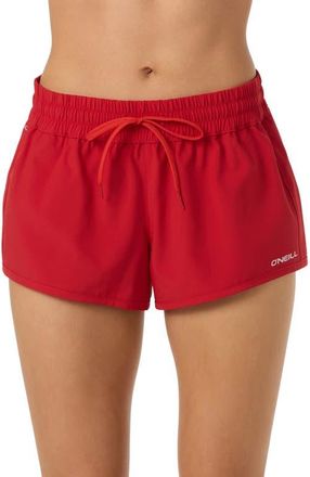 O'Neill Balboa Saltwater Solids Cover-Up Shorts in Lifeguard Red at Nordstrom, Size Xx-Large