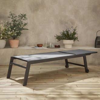 Sweeek Textilene & Aluminium Sun Lounger 6 Reclining Positions in Grey