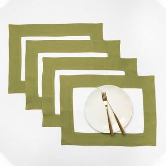 Solino Home Linen Placemats - Contempo, 14 x 19 in Avocado And White at Nordstrom, Size Medium