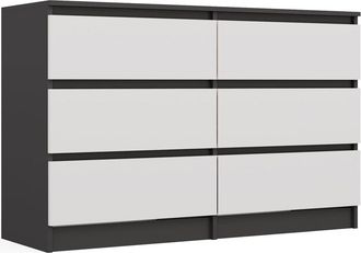 OEM C&oacute;moda Moderna De 6 Cajones, Color Antracita/blanco, 120 Cm, Ideal Para Dormitorio, Sal&oacute;n O Habitaci&oacute;n Infantil. Gran Capacidad Y Dise&ntilde;o Minimalista
