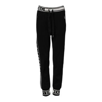 Dolce & Gabbana Sweatpants, female, Black, 2XS, Logo Waistband Cotton Jogger Trousers