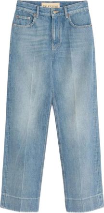 Valentino Garavani Blauwe Jeans met Omslag en Zakken - Dames - Regular Fit Jeans - Blauw - W25 - Katoen - Jeans