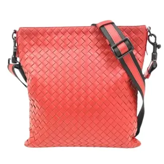 Bottega Veneta Pre-owned Cross Body Bags, female, Red, Size: ONE SIZE Pre-owned Flat Messenger Bag