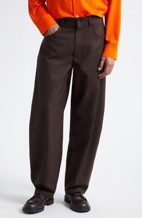 S&eacute;fr Gino Barrel Leg Trousers in Fine Sludge Wool at Nordstrom, Size X-Large