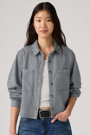 Levi's Tini Long Sleeve Utility Shirt - Mujer - L - Azul / Afia Railroad Stripe Indigo