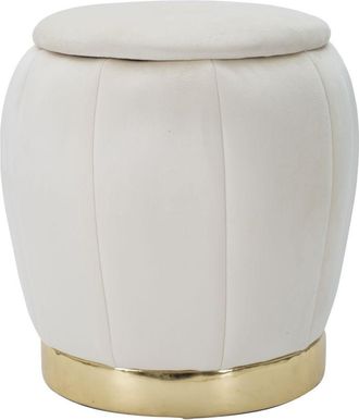Mauro Ferretti Puff/contenedor Paris Crema/dorado Cm &Oslash; 43x43