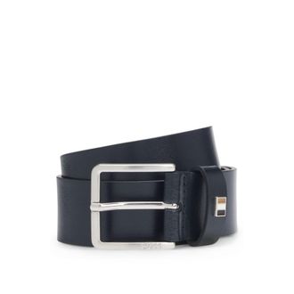 BOSS Italian-leather belt with signature-stripe keeper