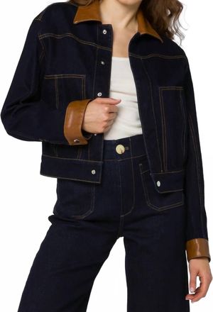 Velvet Heart Delphia Cropped Denim Jacket In Pacific